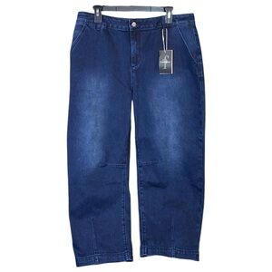 NWT Flamingals Blue Dark Wash High Waisted Straight Leg Jeans, Size 2X (16/33)